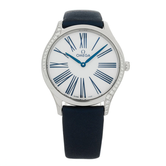 Omega Stainless Steel Satin 36mm De Ville Tresor Quartz Watch White 428.17.36.60.04.001