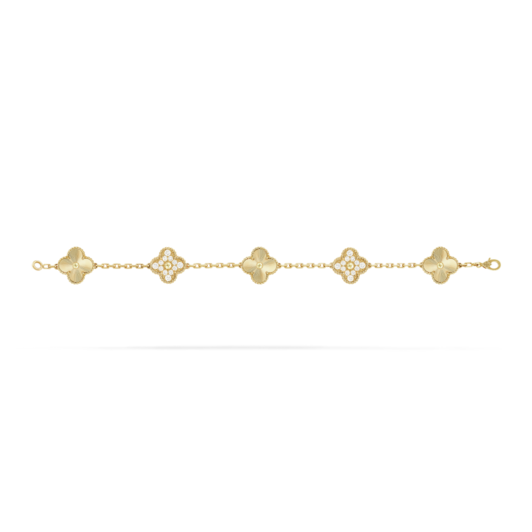 18K Gold Diamonds VCA Vintage Alhambra Bracelet