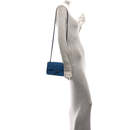 Chanel Lambskin Quilted Mini Rectangular Flap Blue Purple