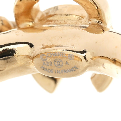 Chanel Crystal Chain CC Climber Earrings Gold