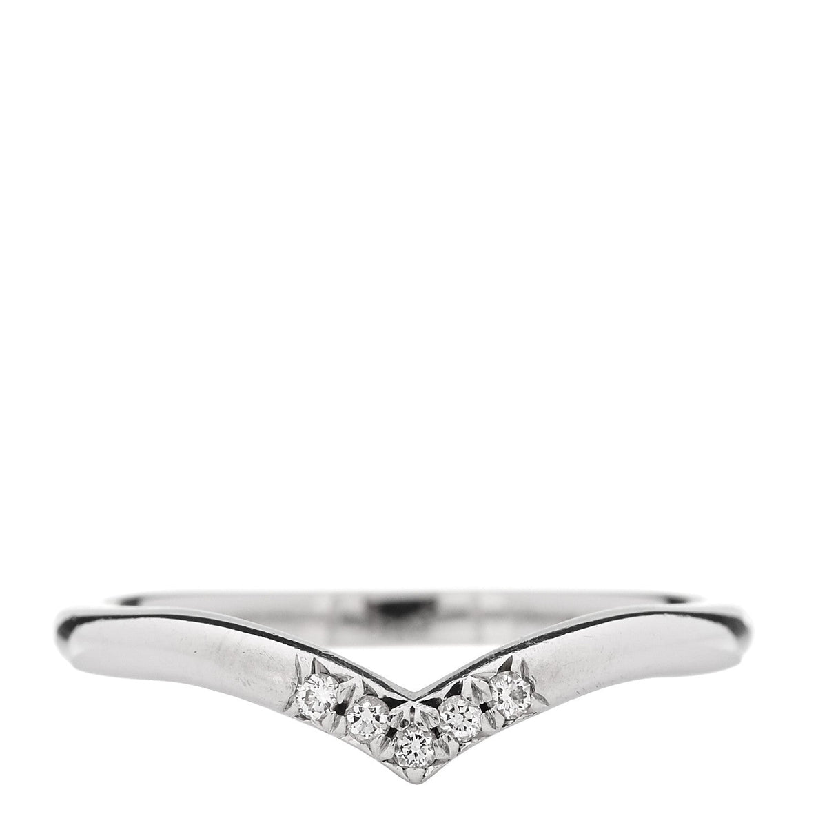 Tiffany Platinum Diamond 0.03ctw Soleste V Band Ring 52 6