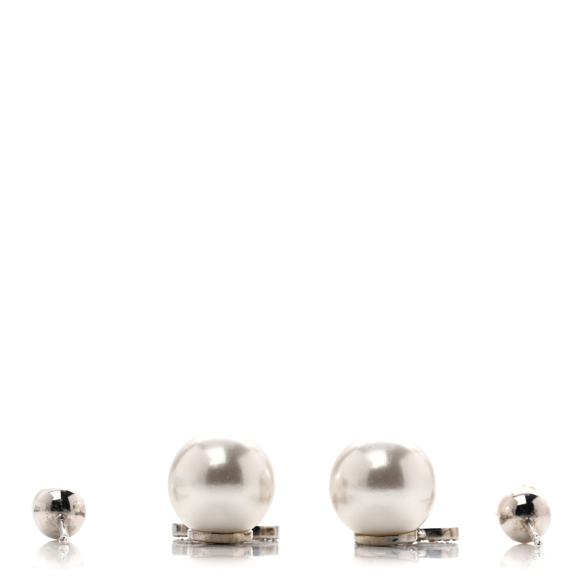 Christian Dior Silver Resin Pearl Crystal Tribal CD Drop Earrings