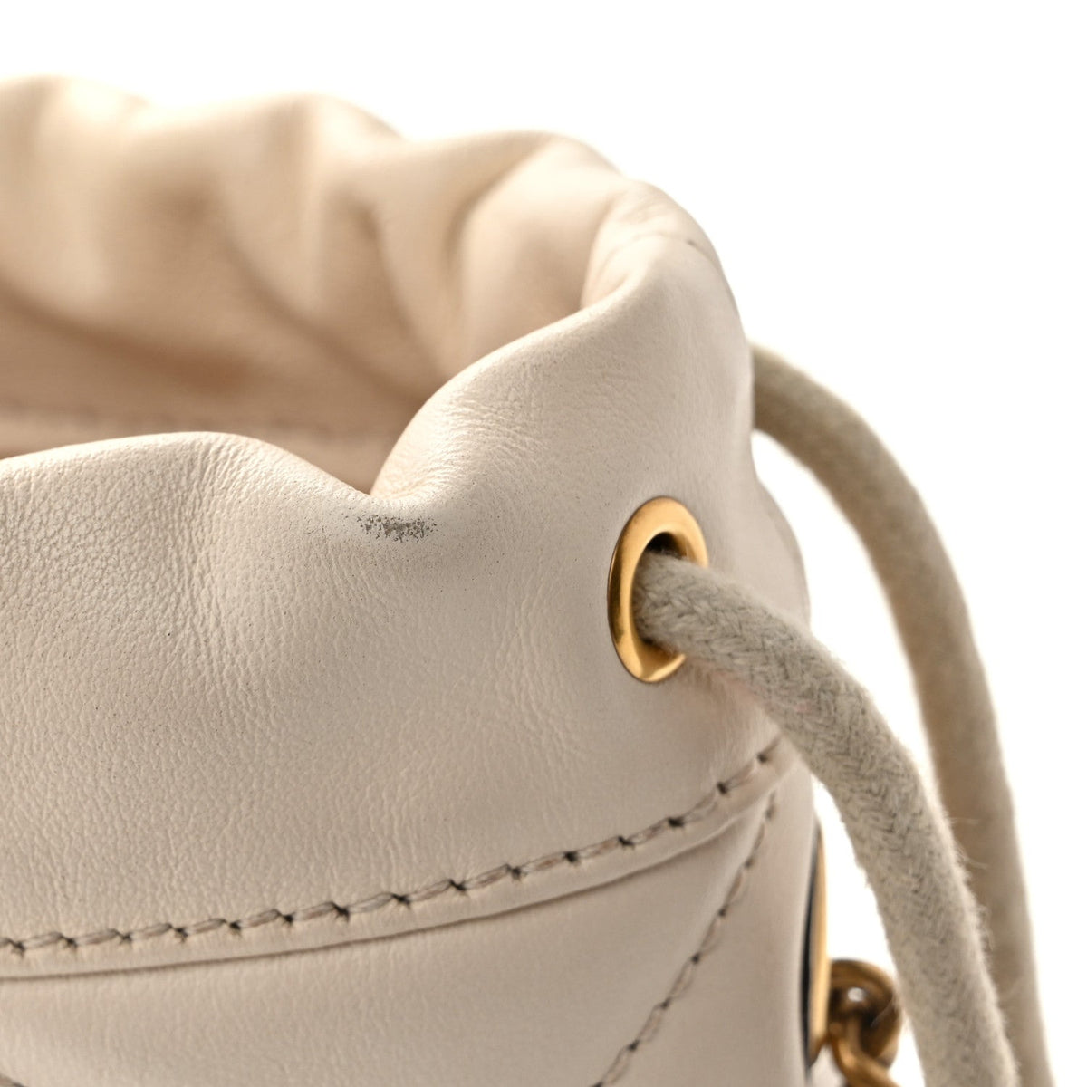 Gucci Calfskin Matelasse Mini GG Marmont 2.0 Bucket Bag White