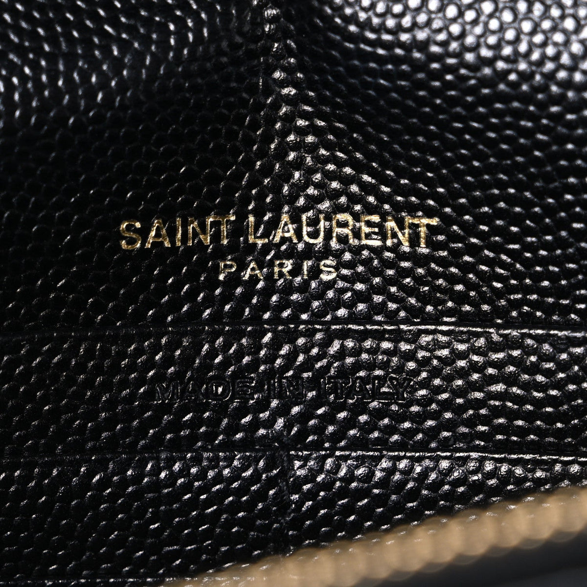 Saint Laurent Grain De Poudre Matelasse Chevron Monogram Envelope Chain Wallet Black
