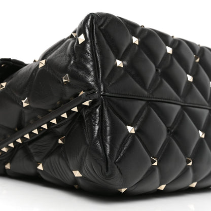 Valentino Garavani Nappa Large Candystud Top Handle Bag Black