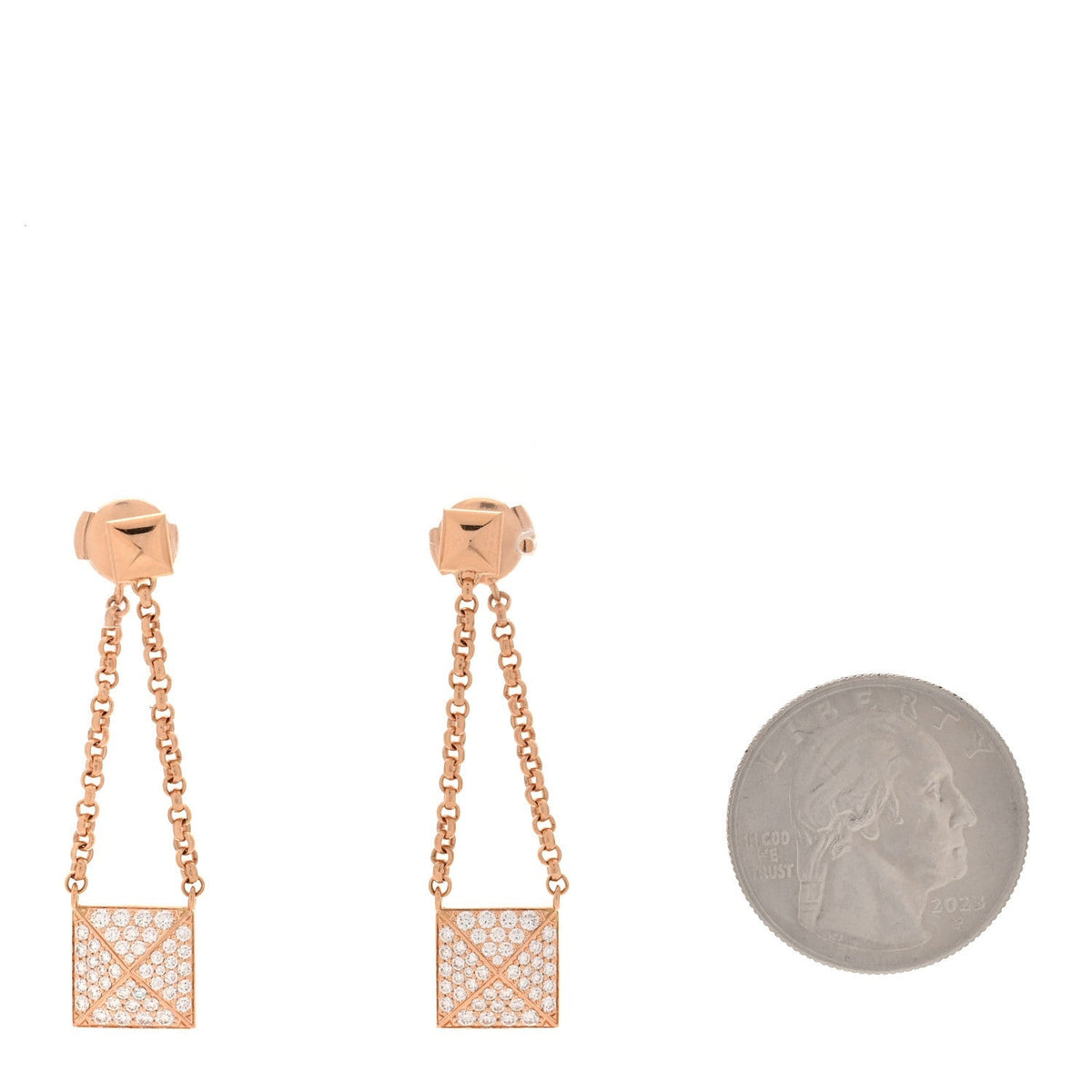 Hermes 18K Rose Gold Diamond Clou d'H Dangle Earrings