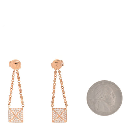 Hermes 18K Rose Gold Diamond Clou d'H Dangle Earrings