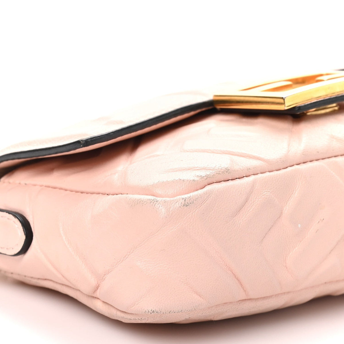 Fendi Nappa FF 1974 Embossed Mini Baguette Rosa Quarzo