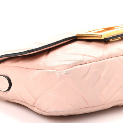 Fendi Nappa FF 1974 Embossed Mini Baguette Rosa Quarzo