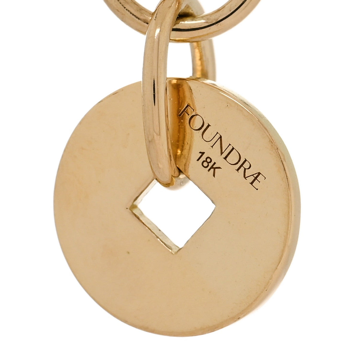 Foundrae 18K Yellow Gold Enamel Petite Champleve True Love Knot Necklace White