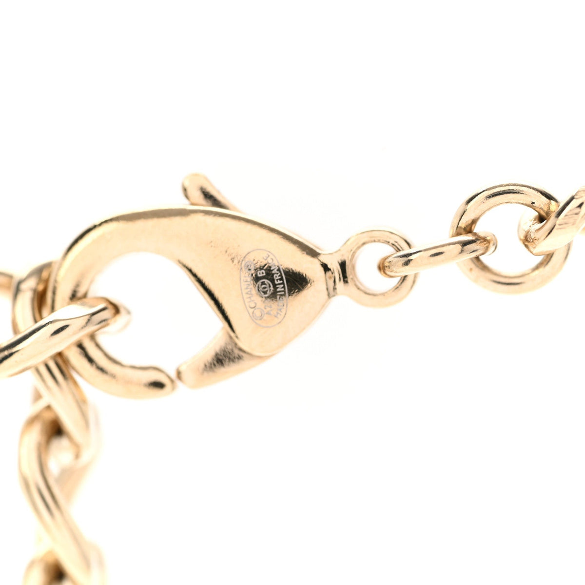 Chanel Metal Crystal Quilted Flap Bag Necklace Gold