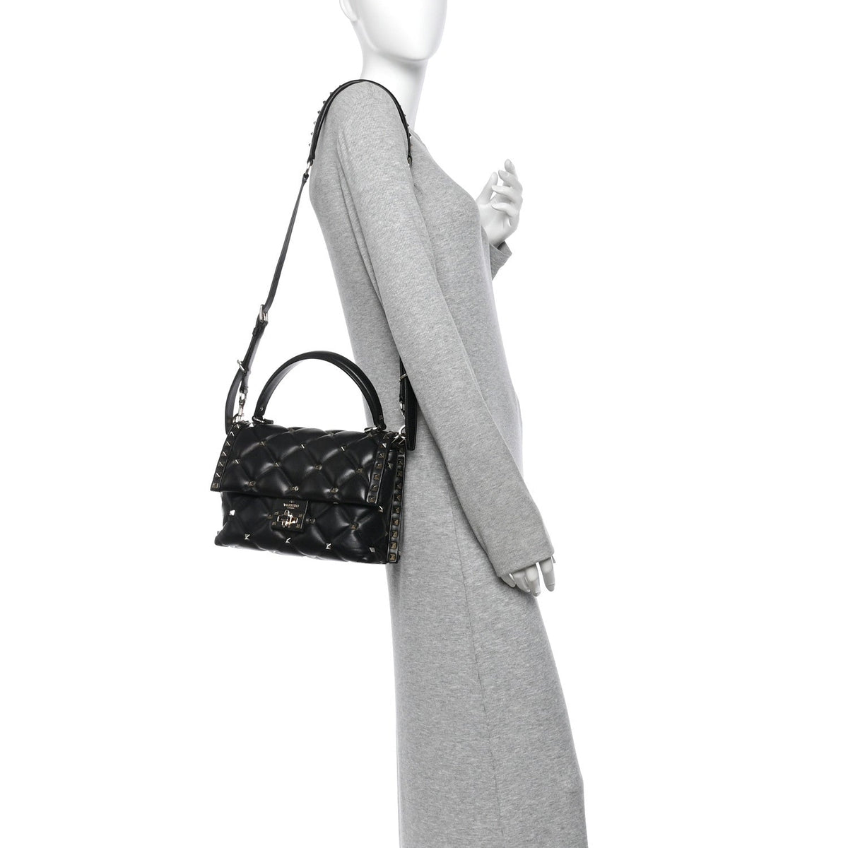 Valentino Garavani Nappa Medium Candystud Top Handle Bag Black 1981048