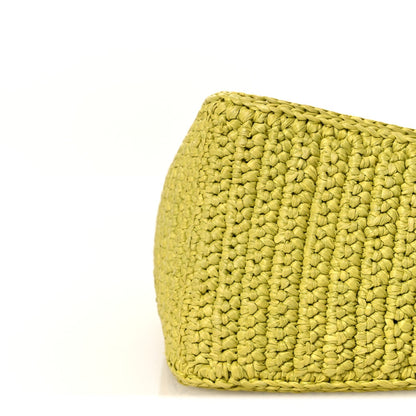 Prada Yarn Raffia Effect Crochet Triangle Shoulder Bag Giallo