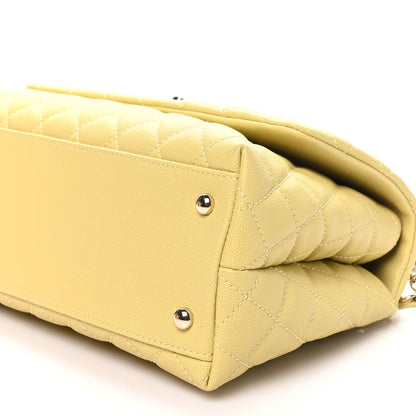 Chanel Caviar Quilted Small Coco Handle Flap Yellow
