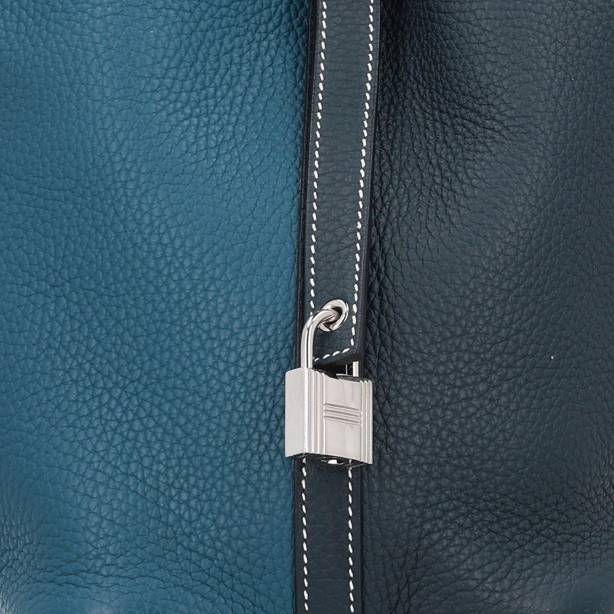Hermes Taurillon Clemence Casaque Picotin Lock 18 PM Vert Bosphore Deep Bleu