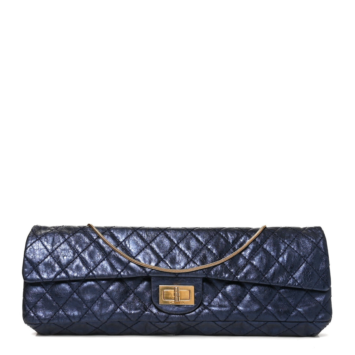 Chanel Metallic Calfskin 2.55 Reissue East West Clutch Blue