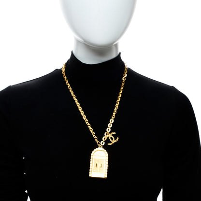 Chanel Metal 31 Rue Cambon Door Long Necklace Gold