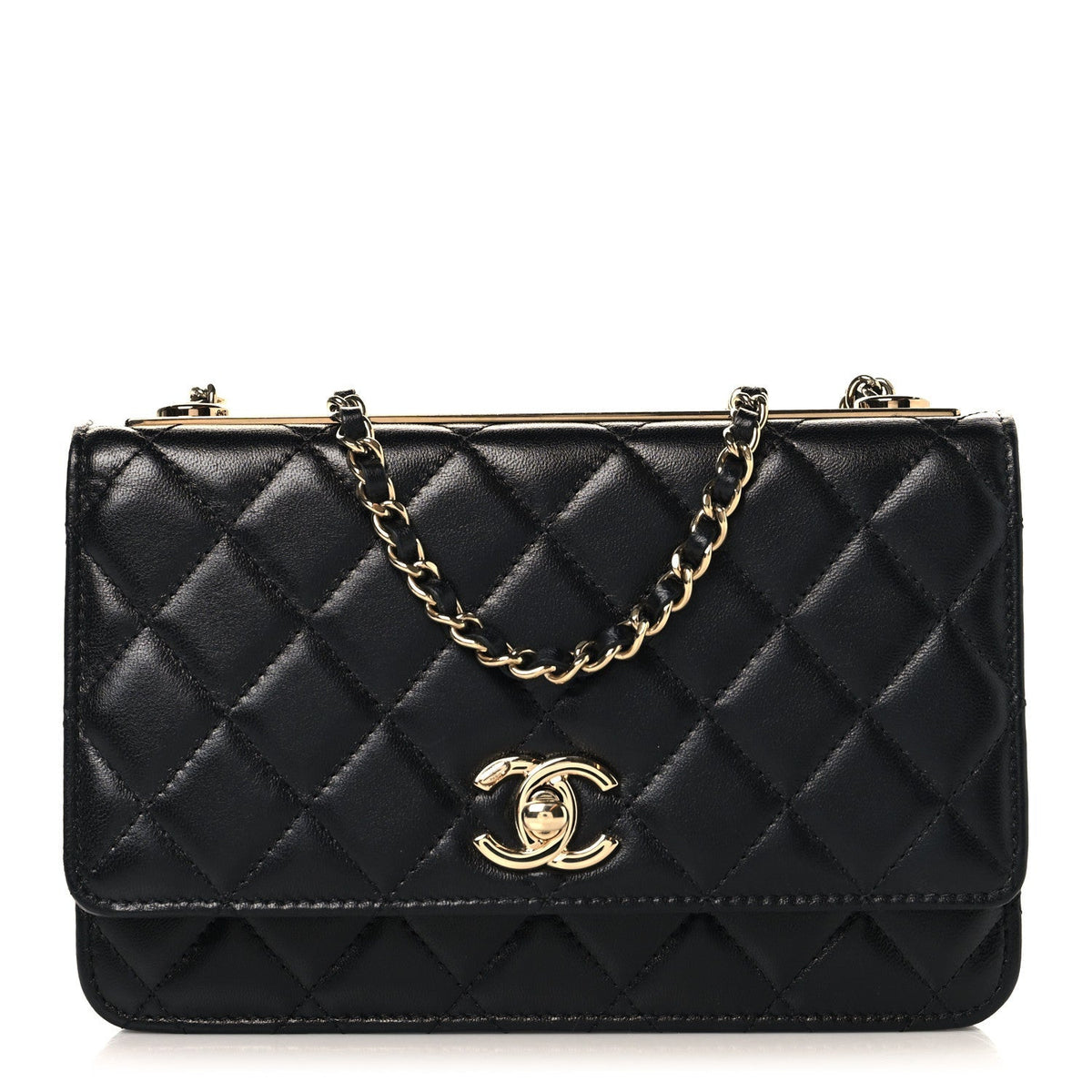 Chanel Lambskin Quilted Trendy CC Wallet On Chain Black