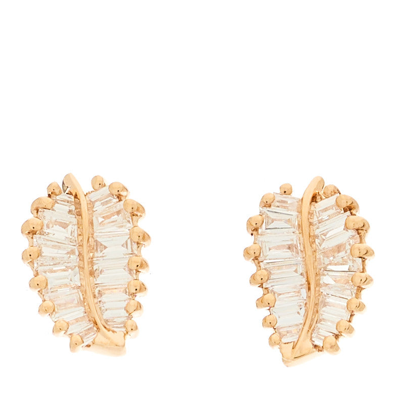 Anita Ko 18K Rose Gold Diamond Small Palm Leaf Earrings