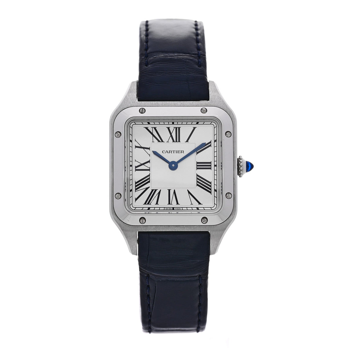 Cartier Stainless Steel Alligator 27.5mm Santos Dumont Quartz Watch