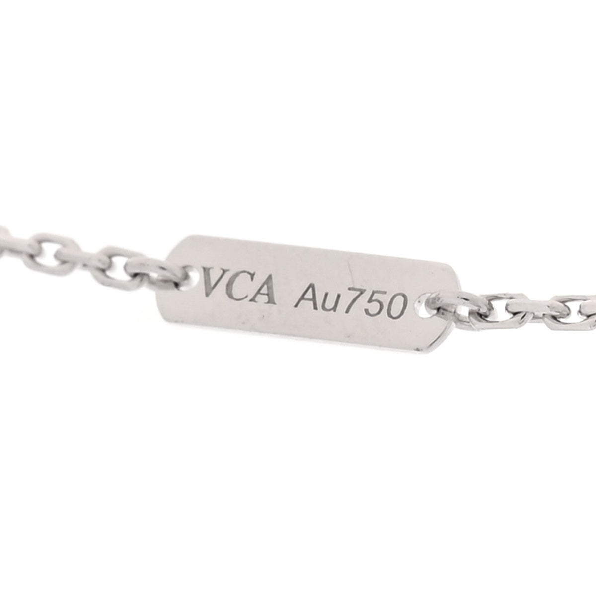 Van Cleef & Arpels 18K White Gold Chalcedony Vintage Alhambra Pendant Necklace
