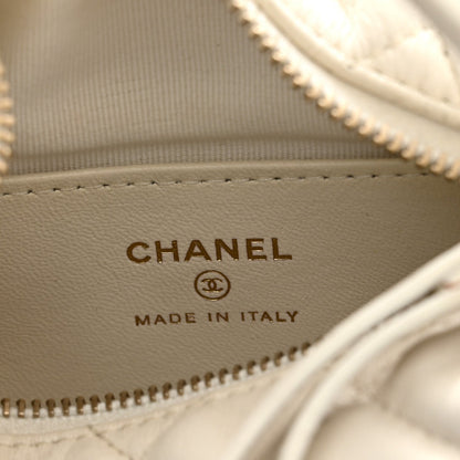 Chanel Lambskin Quilted Chain Around Pouch Hobo White
