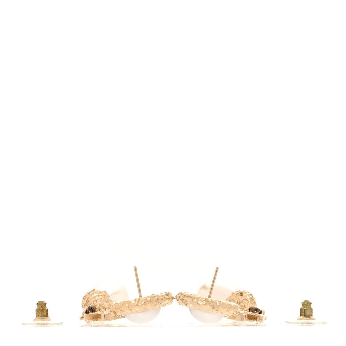Chanel Metal Pearl Crystal Teardrop CC Drop Earrings Gold