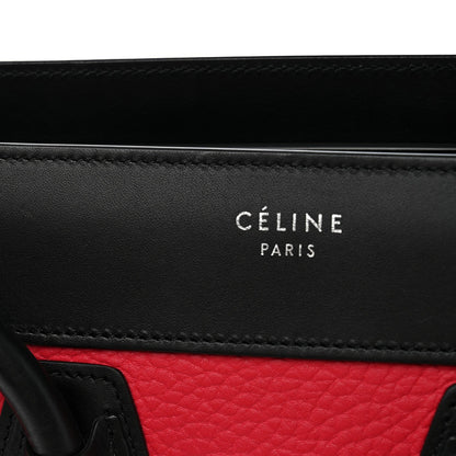 Celine Calfskin Bullhide Micro Luggage Tri-Color Bright Red