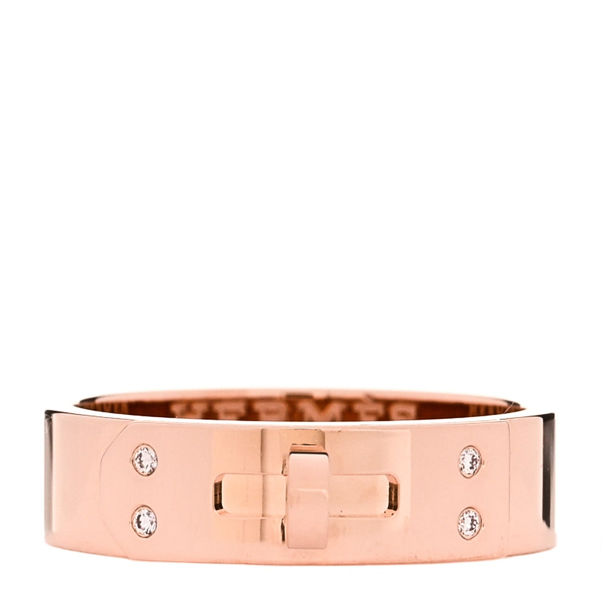 Hermes 18K Rose Gold Diamond PM Kelly Ring 51 5.75