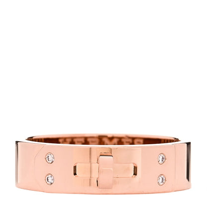 Hermes 18K Rose Gold Diamond PM Kelly Ring 51 5.75