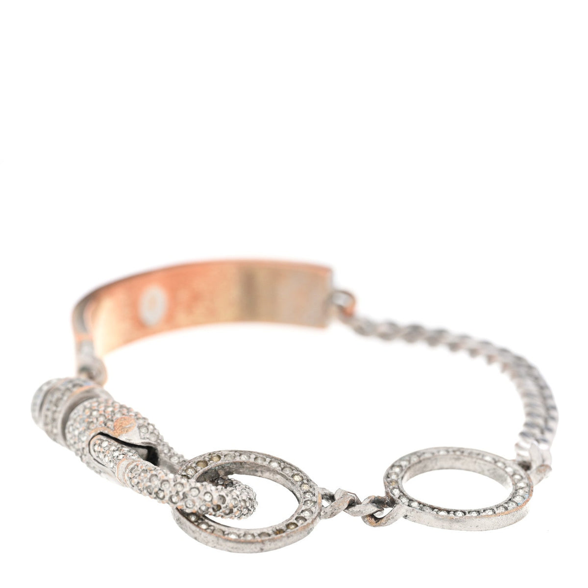 Christian Dior Crystal Logo ID Chain Bracelet Silver