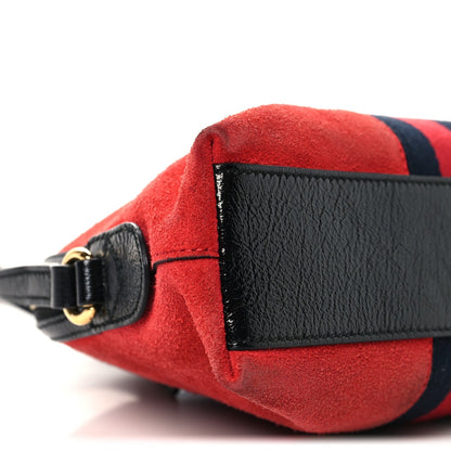 Gucci Suede Patent Web GG Small Ophidia Dome Bag Hibiscus Red