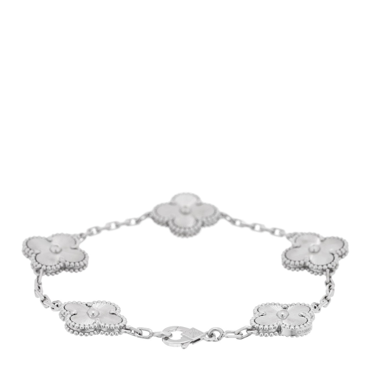 Van Cleef & Arpels 18K White Gold Guilloche Alhambra Bracelet