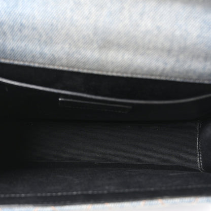 Saint Laurent Denim Mixed Matelasse Triquilt Medium Envelope Satchel Blue