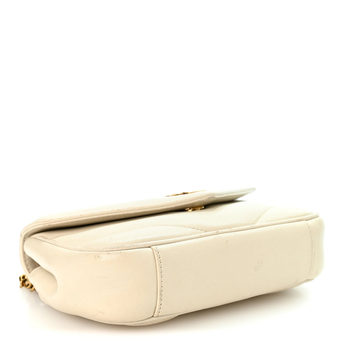 Saint Laurent Lambskin Chevron Quilted Mini LouLou Crema Soft