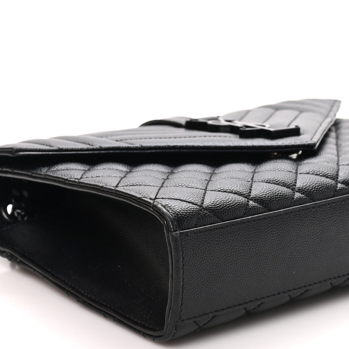 Saint Laurent Grain De Poudre Mixed Matelasse Triquilt Medium Monogram Satchel Black