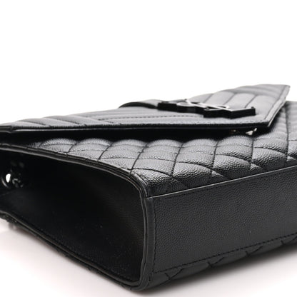 Saint Laurent Grain De Poudre Mixed Matelasse Triquilt Medium Monogram Satchel Black