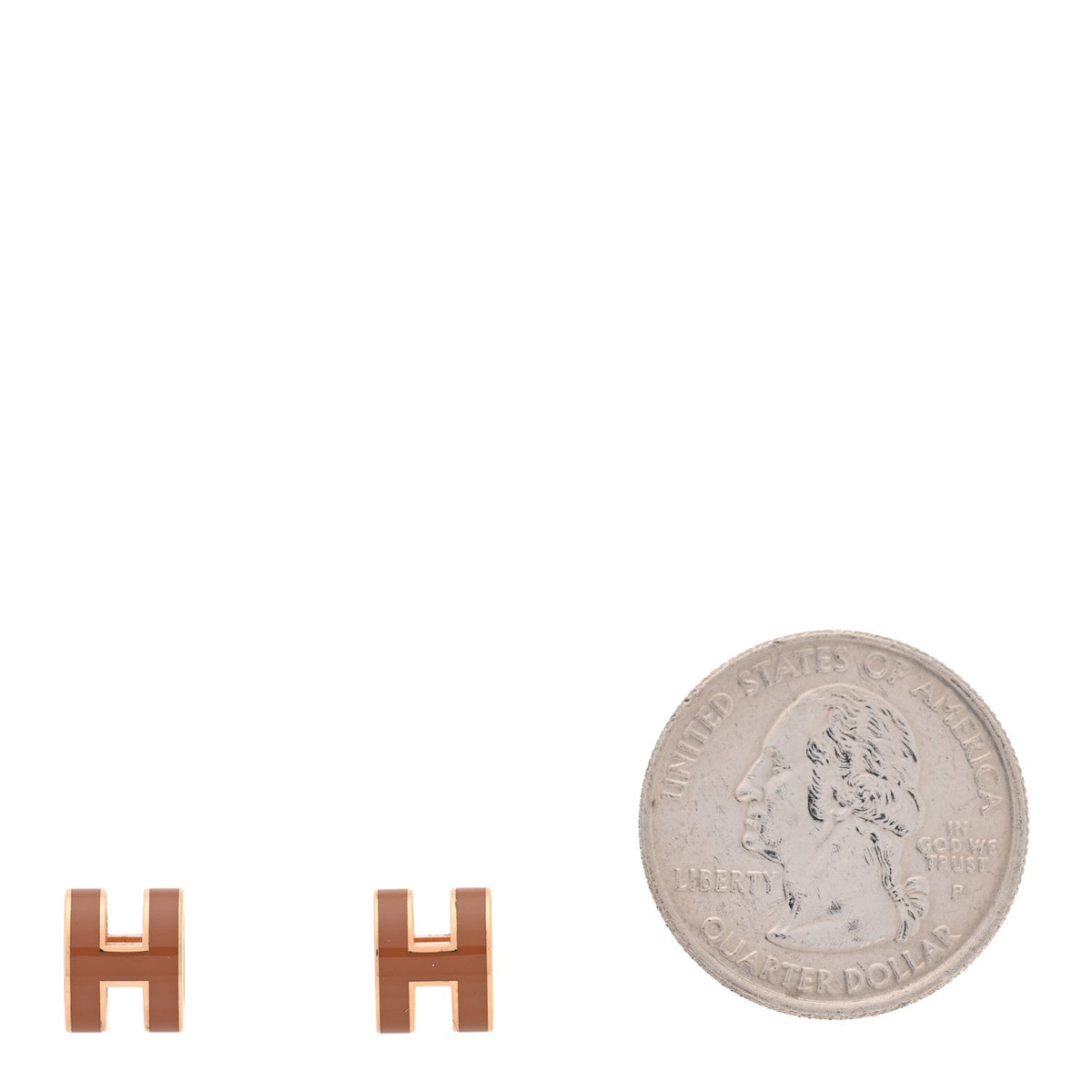 Hermes Rose Gold Lacquered Mini Pop H Earrings New Gold