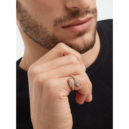 18K Rose Gold Diamonds BVLGARI Serpenti Seduttori Ring