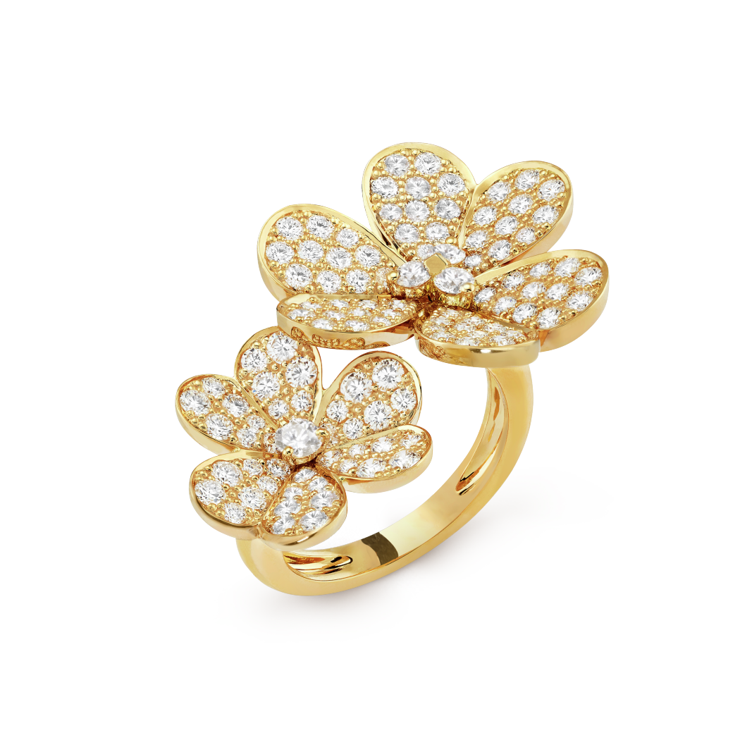 18K Gold Diamond VCA Frivole Between the Finger Ring
