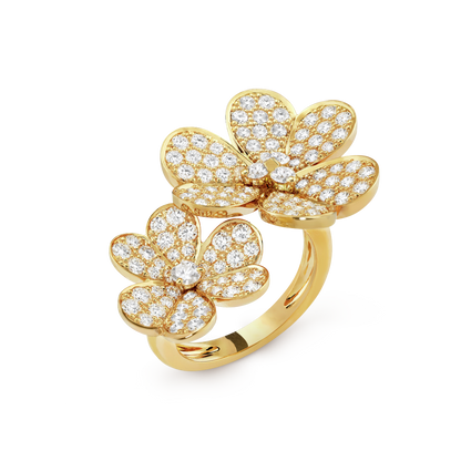 18K Gold Diamond VCA Frivole Between the Finger Ring