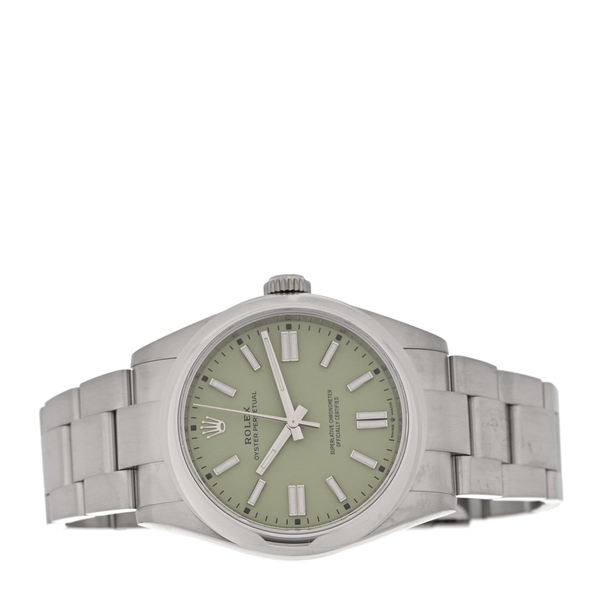 Rolex Stainless Steel 41mm Oyster Perpetual Watch Pistachio 134300