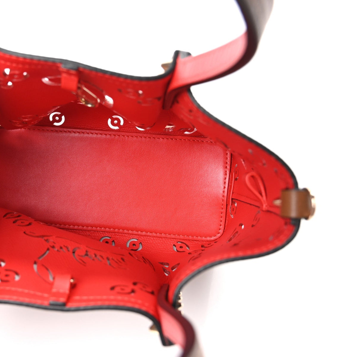 Christian Louboutin Calfskin Mini Cabarock Spikes Tote Biscotto