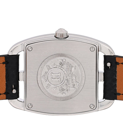 Hermes Stainless Steel Epsom Diamond 26mm Cape Cod Tonneau Watch Noir 1946705