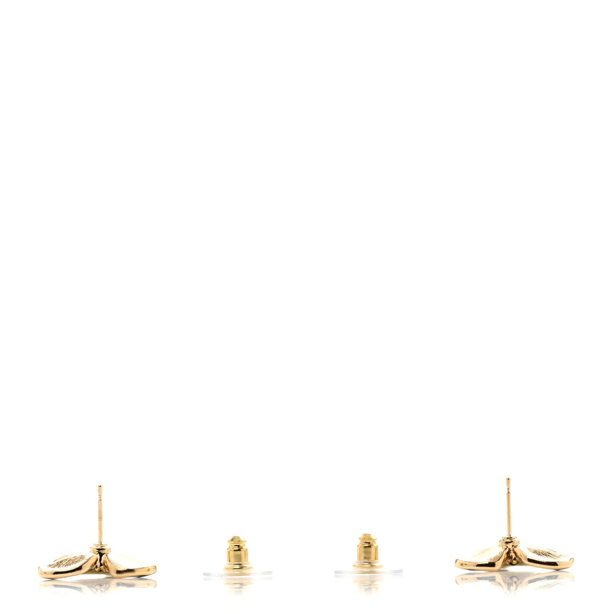 Metal Resin Glass Pearl CC Flower Stud Earrings  Gold White Black