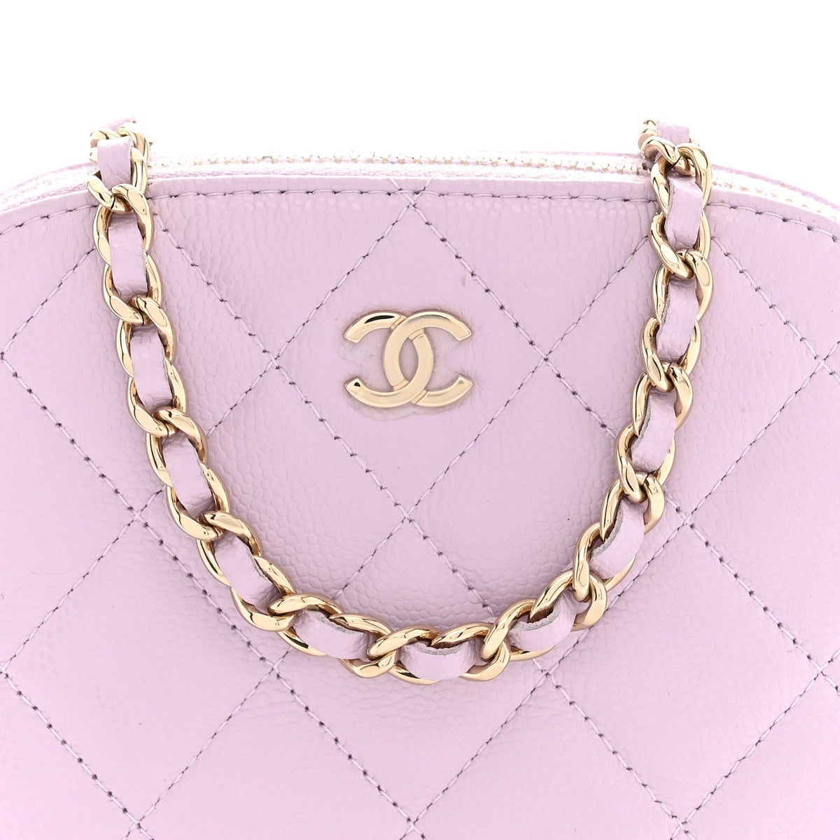 Chanel Caviar Quilted Mini Classic Clutch With Chain Light Purple