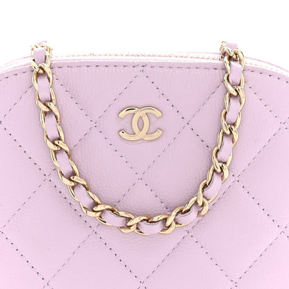 Chanel Caviar Quilted Mini Classic Clutch With Chain Light Purple