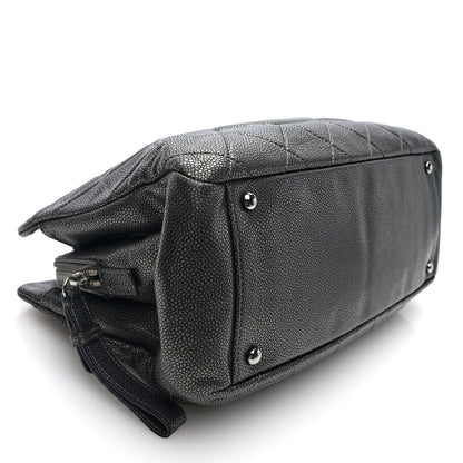 Chanel Metallic Caviar Quilted Timeless CC Shopping Tote Dark Grey
