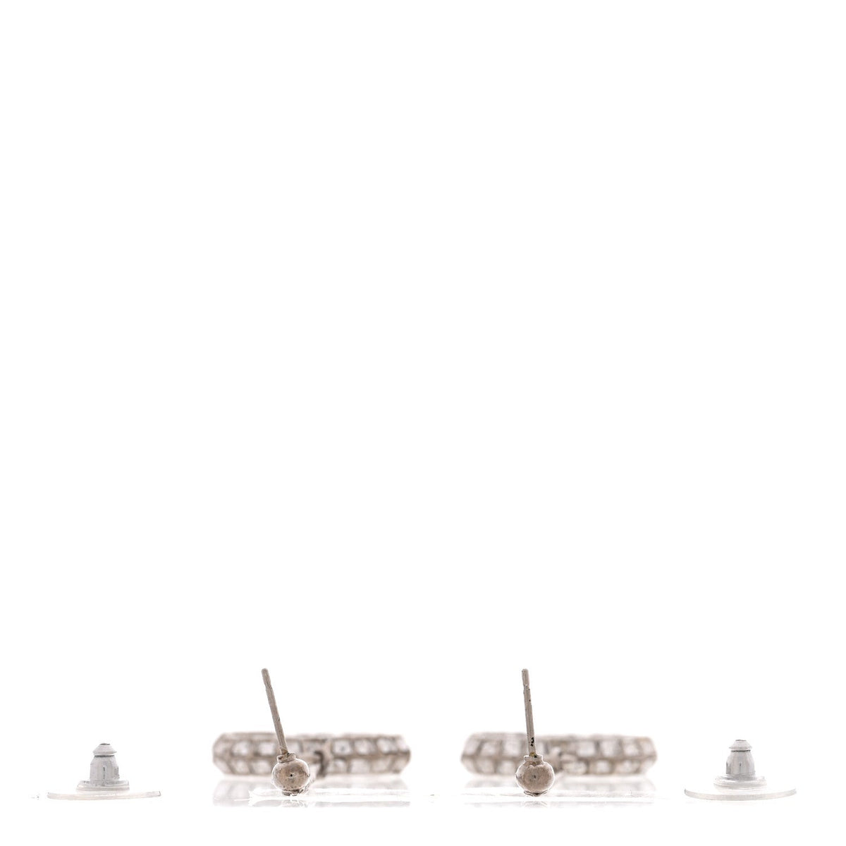 Chanel Baguette Crystal CC Drop Earrings Silver