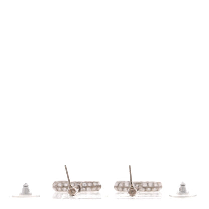Chanel Baguette Crystal CC Drop Earrings Silver